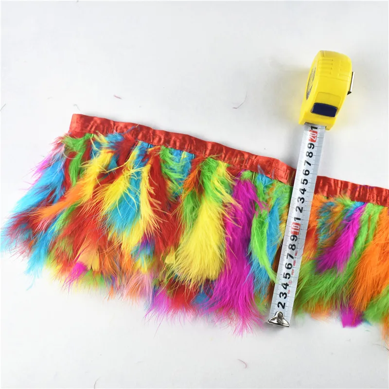multiple colour 2 ярдов/партия натуральный Пушистый Марабу перо отделка бахрома 6-8 дюймов перья индейки для рукоделия лента Одежда с боа свадебное украшение - Цвет: multiple colour