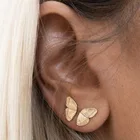 Оригинальные половинки серьги-гвоздики в форме бабочек для женщин 2021 винтажные металлические очаровательные серьги золотого оттенка ювелирные изделия