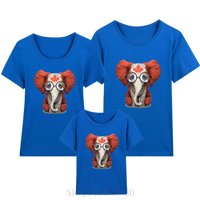 Baby Elephant with Glasses and Canadian Flag T-Shirt christmas clothes for family dress mom daughter teen girls clothing | Мать и ребенок