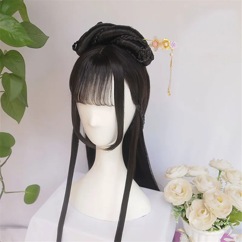 Парики для женщин винтажный парик Древний китайский волосы конский хвост