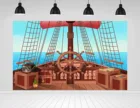 Фон для фотостудии Scopiso с изображением пиратского корабля лодки навигационной палубы деревянного ящика моря дня рождения фотосессия фотография