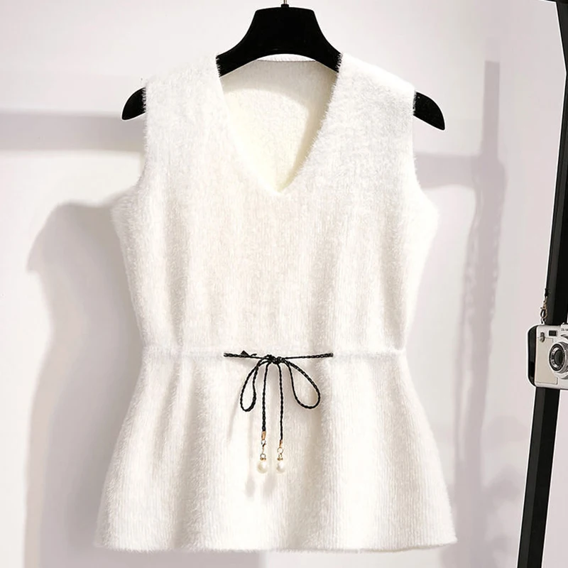 2021 весна осень женский v-образный вырез из искусственного меха мохеровый жилет