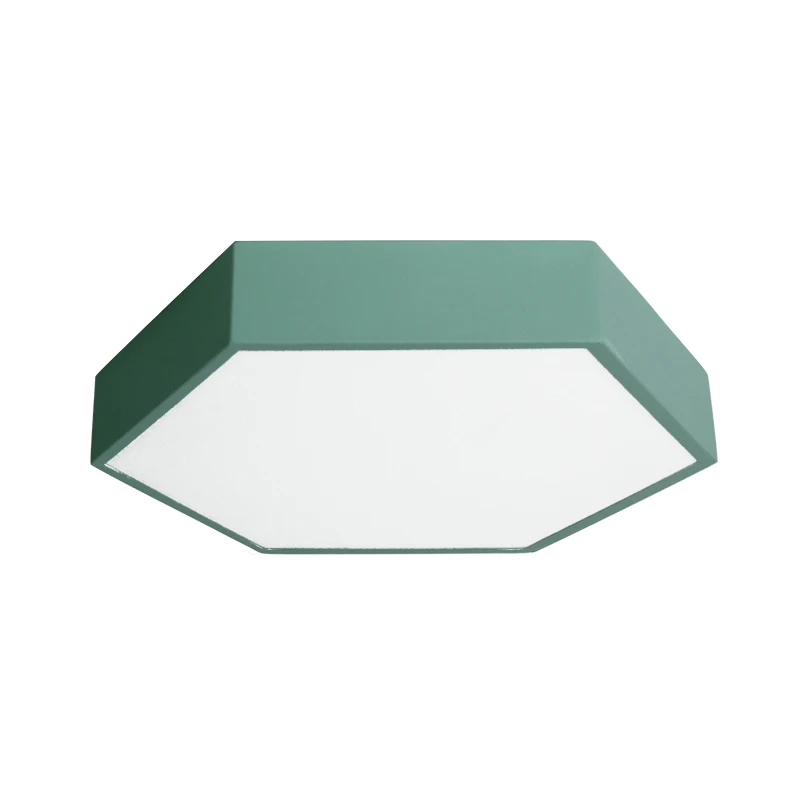 Green Светодиодный Светодиодный потолочный светильник, Macaron, 7 цветов, 15 Вт, 96-265 в, шестигранный, поверхностный монтаж, для гостиной, кабинета, спальни, лампа, скандинавский потолочный светильник - Цвет корпуса: Green
