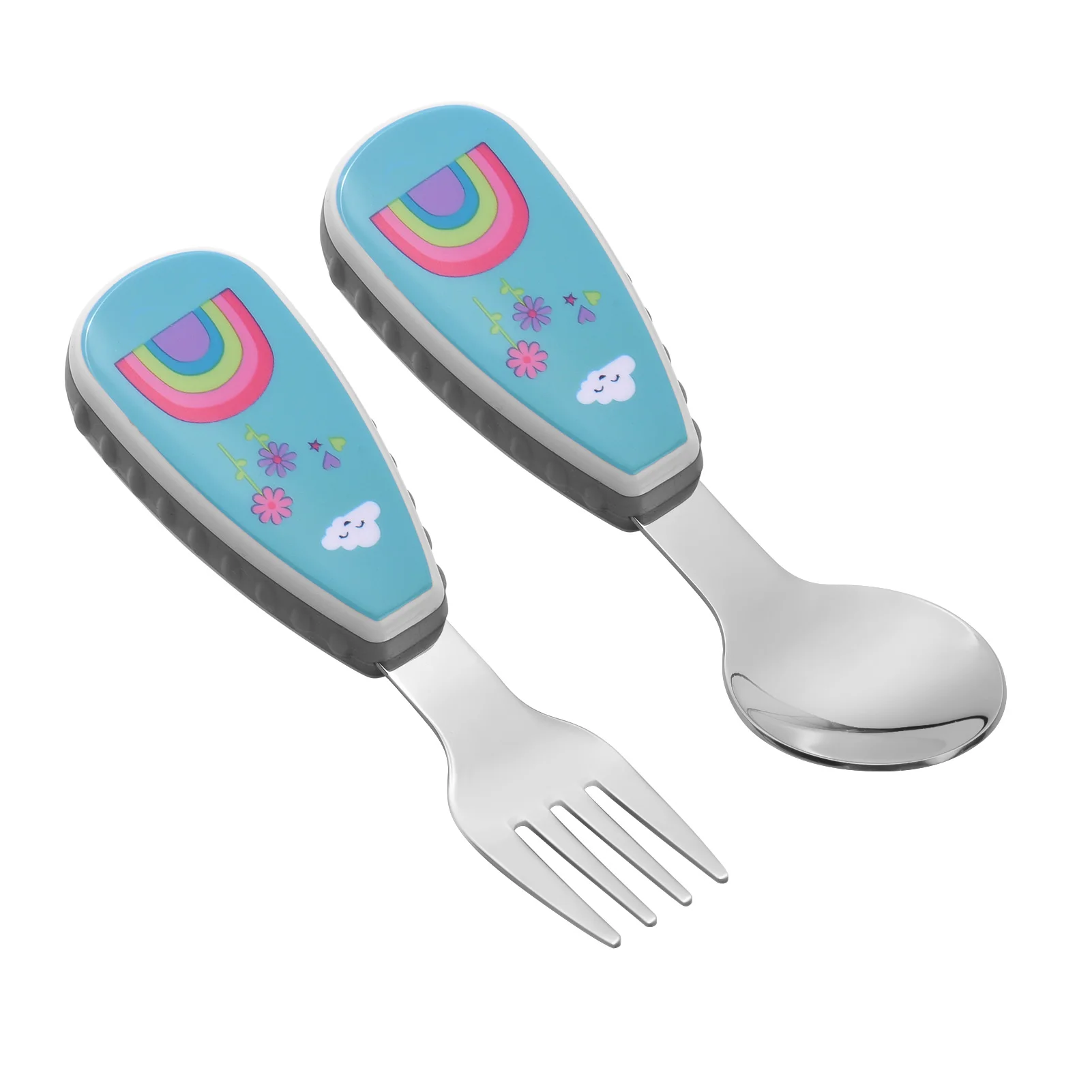 Cute Kids Spoon and Fork Set Stainless Steel & PP Material with Lovely Patterns for 12+ Month Toddlers Storage Case |