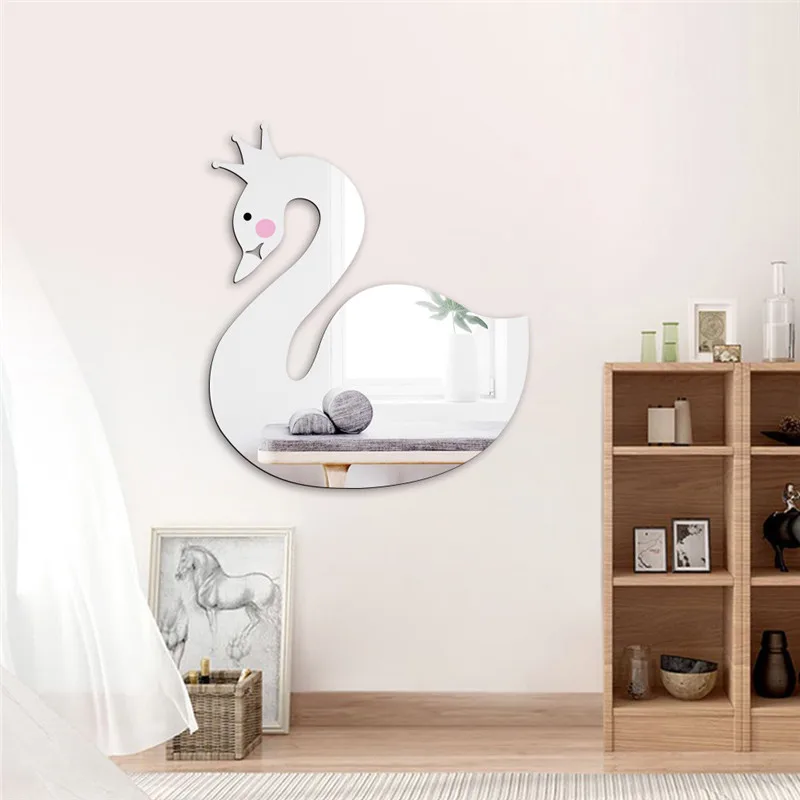 Акриловая зеркальная Настенная Наклейка в скандинавском стиле Лебедь для