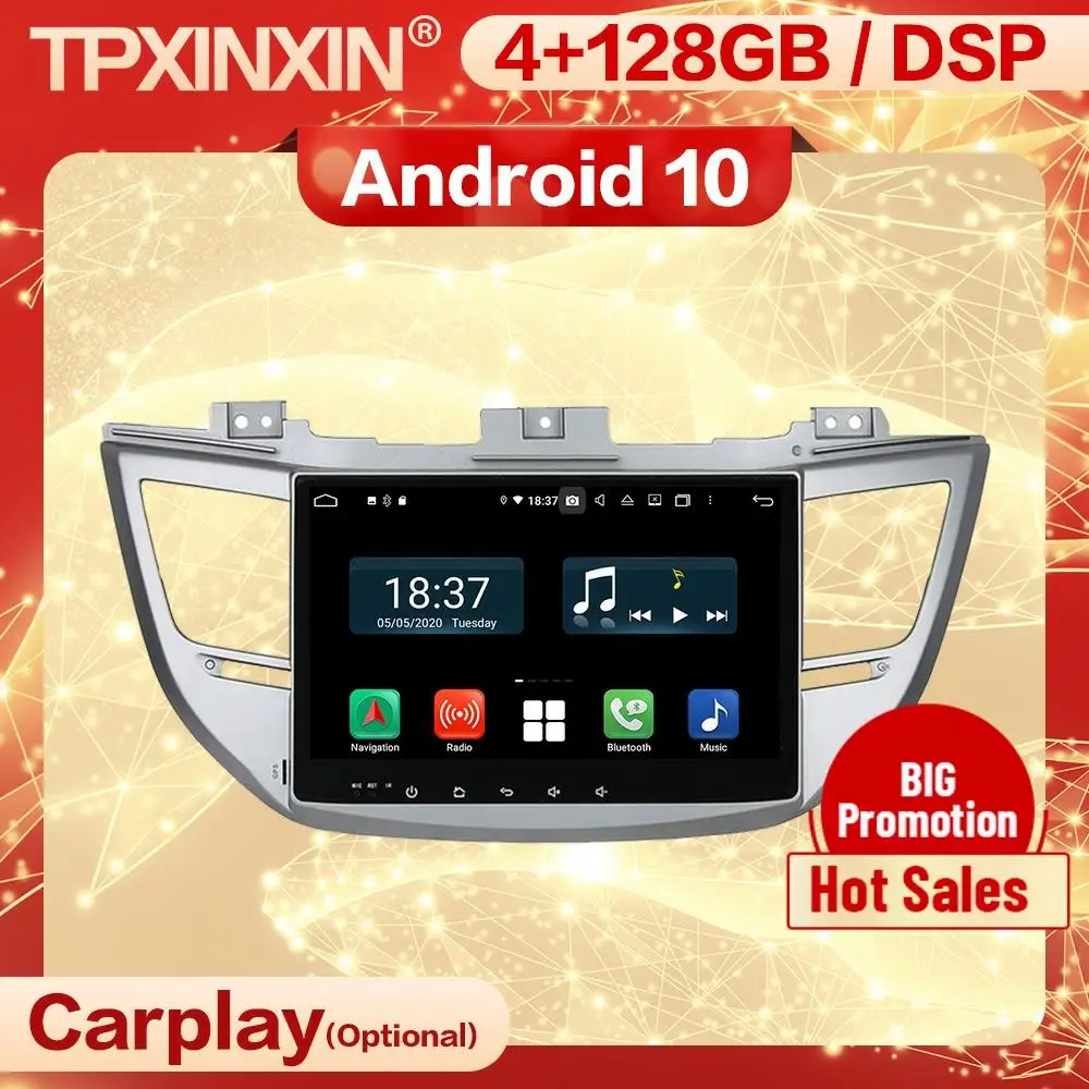 

4+128G Carplay 2 Din Android 10 Screen Mutimedia GPS Stereo Receiver For Hyundai IX35 2015 Radio Audio Player Recorder Head Unit