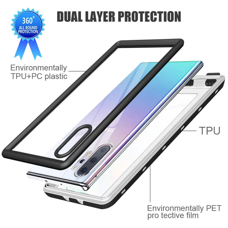 Водонепроницаемый чехол для Samsung Note 10 10Plus подводного плавания пыленепроницаемый