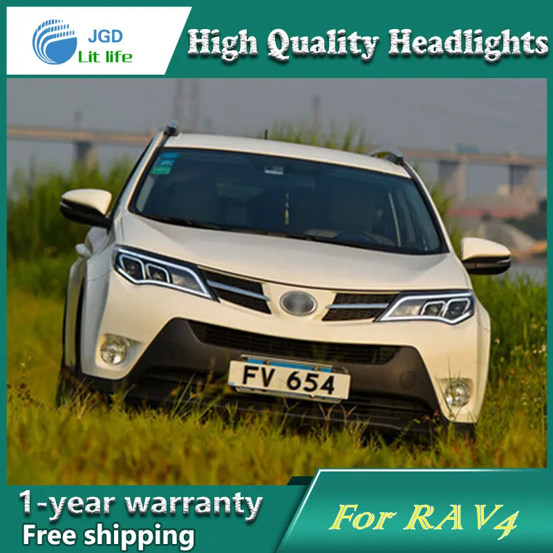 Автомобильный Стайлинг чехол для передней фары Toyota RAV4 2013 2015 светодиодный ные ДХО