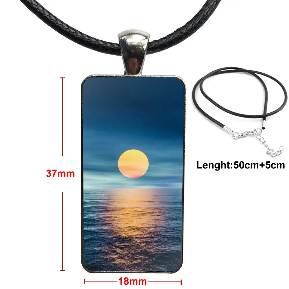 Для женщин и мужчин вечерние море небо песчаный пляж Закат стеклянный кулон
