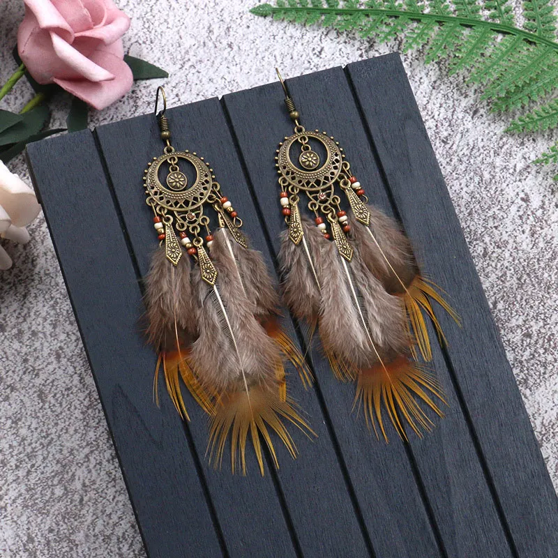 Женские серьги-подвески в богемном этническом стиле Висячие винтажные Длинные