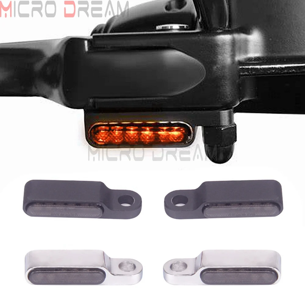 

E24 Cafe Racer Mirrors Mount LED Turn Signal Light Clutch Lever Indicator Flasher Lamp Mini Blinker for Harley Sportster Softail