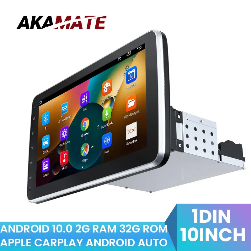 Автомагнитола AKAMATE 1DIN Android 10 0 360 дюймов поворотный экран радио видео Plyaer Apple Carplay GPS