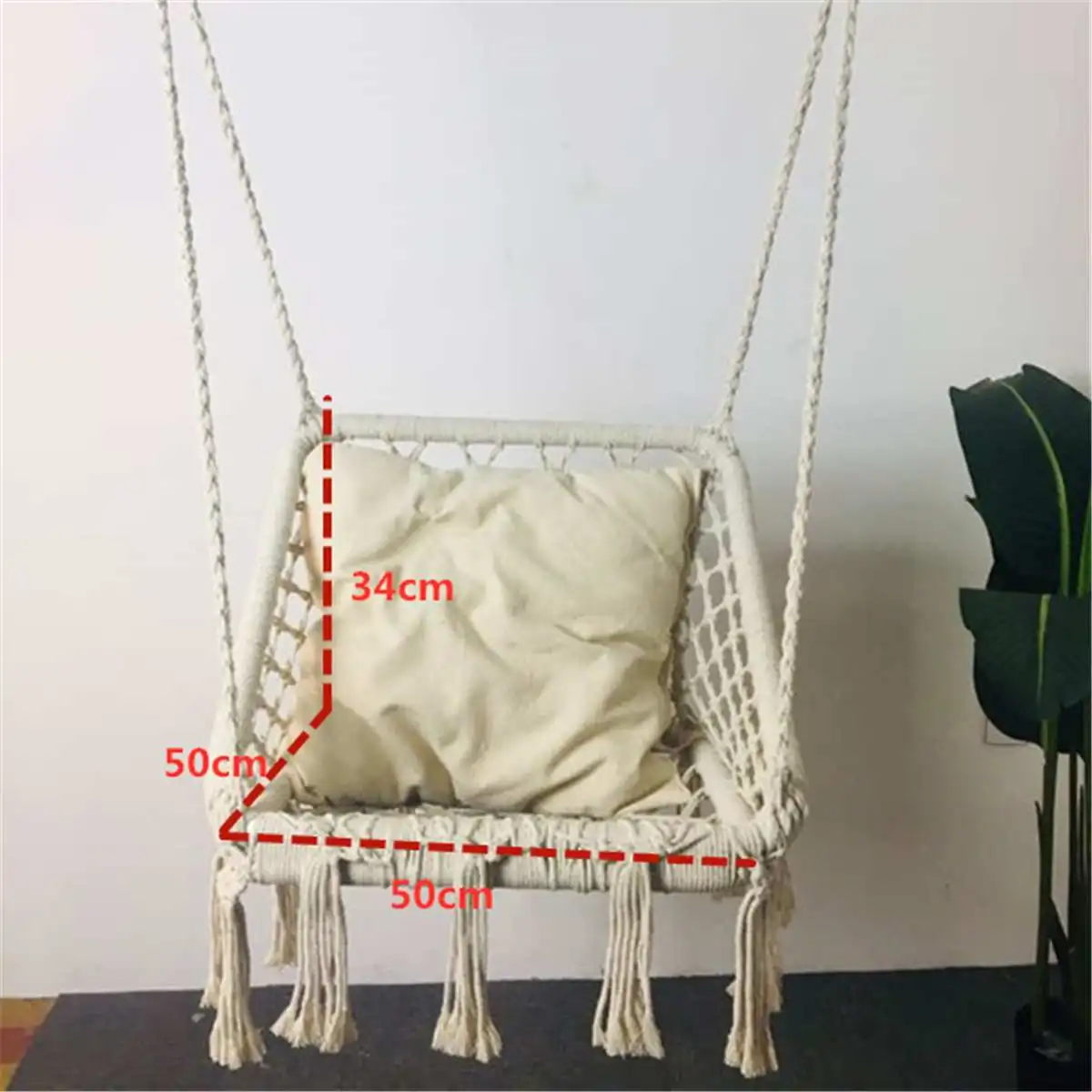 

Macrame Nordic Style Outdoor Hanging Hammock Home Dormitory Beige Swing Hammock Chair Fabric Indoor Lazy Chair Bohemian Hammocks