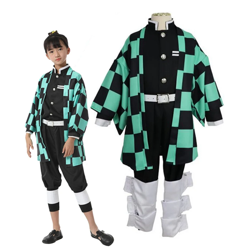 

Костюм для косплея для мальчиков и девочек, кимоно с рассекающим демонов, костюм-Униформа no Yaiba Kamado Tanjirou, с бесплатными серьгами