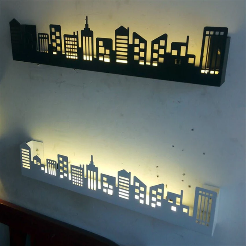 Современный настенный светильник белый черный железный для учебы гостиной