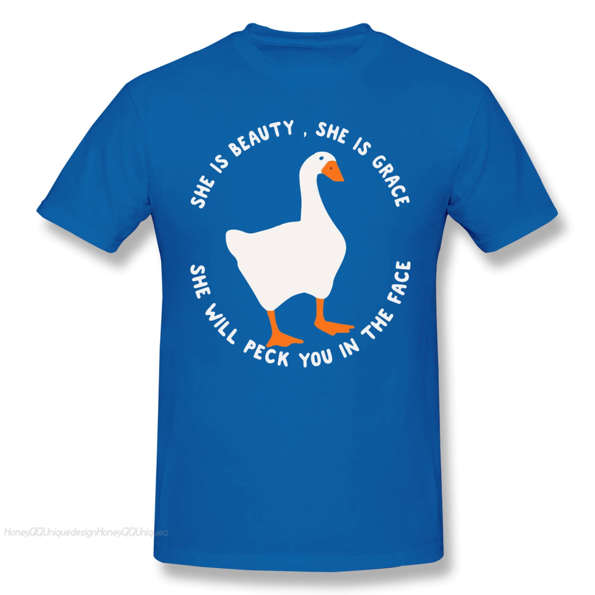 

She Is Beauty She Is Grace Goose Lady Funny Print Cotton Shirts Hombre Untitled Goose Games Men Fashion Streetwear Adult TShirt
