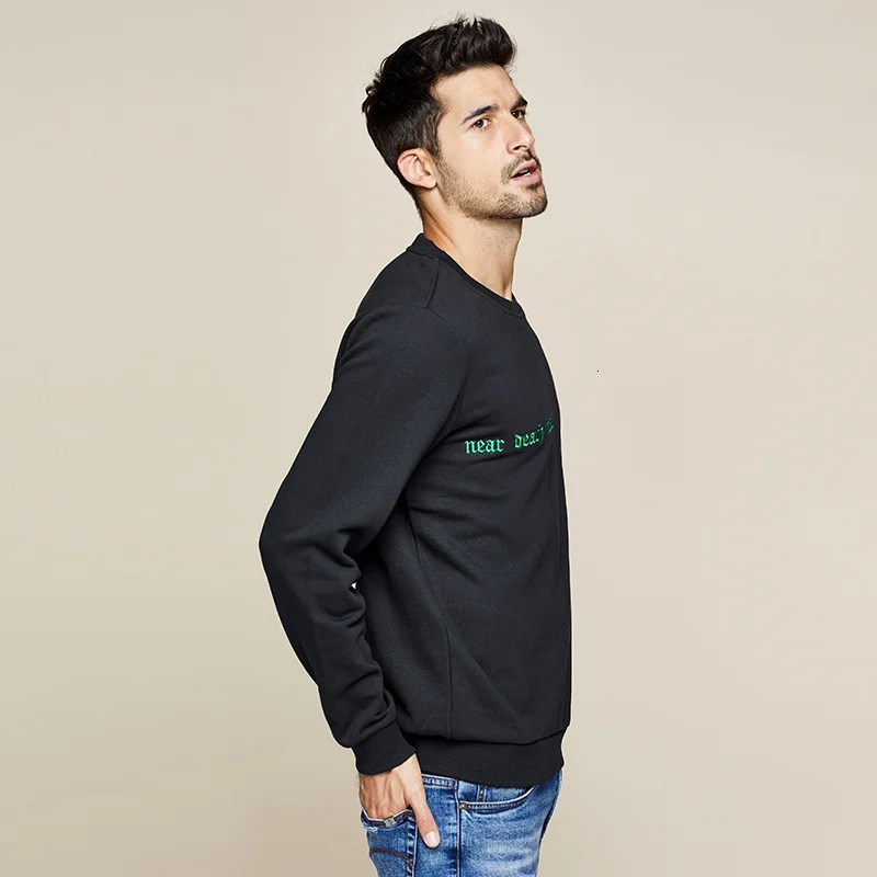 KUEGOU 2020 Autumn Cotton Embroidery Letter White Sweatshirts Men Fashions Japanese Streetwear Hip Hop Male Brand Clothes 2233 | Мужская