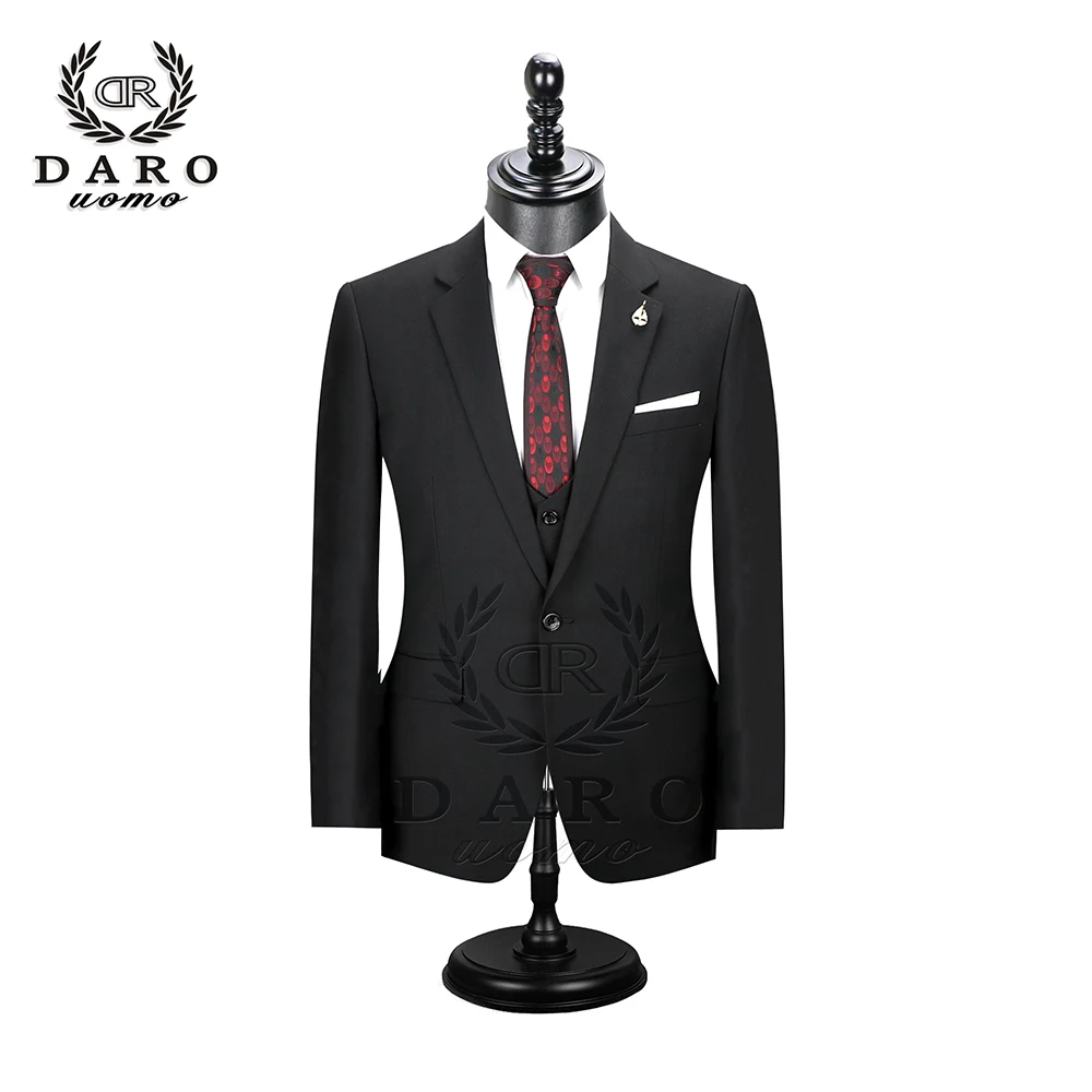 Даро мужские костюмы Slim Fit пиджак брюки жилет для работы в деловом стиле и для свадьбы комплект из 3 предметов DR6158 - Цвет: DRV6158-1