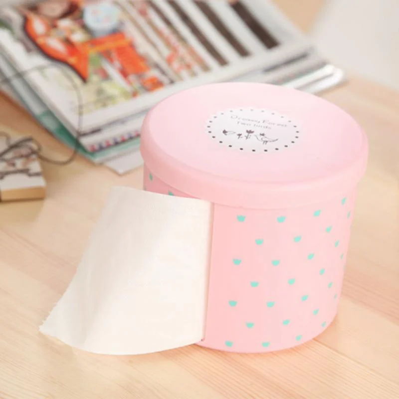 Home Napkin Holder Plastic Box Container Roll Paper Tissue Storage Case Wipes Dust Cover Roll Paper Towel Canister Dispenser