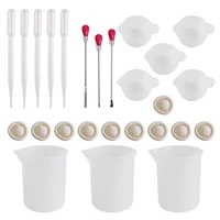 26 pieces silicone measuring cup resin casting tools including measuring cups mixing cup pipette finger cots and muddler tool
