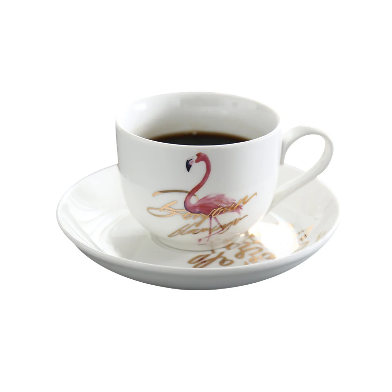 Керамическая кофейная чашка с фламинго блюдца английская красная чайная