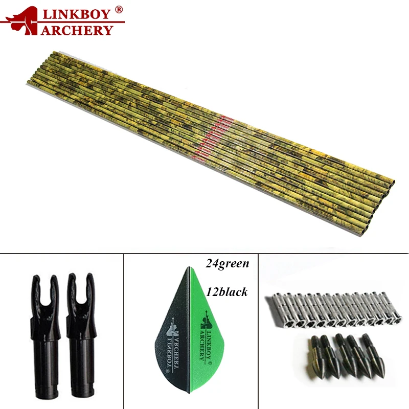 Стрельба из лука Linkboy 12 шт. стержень 300 600 карбоновая стрела валы 30 дюймов ID 6 2 дюйма