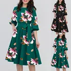 Женское винтажное платье макси с цветочным принтом, элегантные вечерние платья Бохо с рукавом до локтя, повседневные облегающие платья для лета и осени