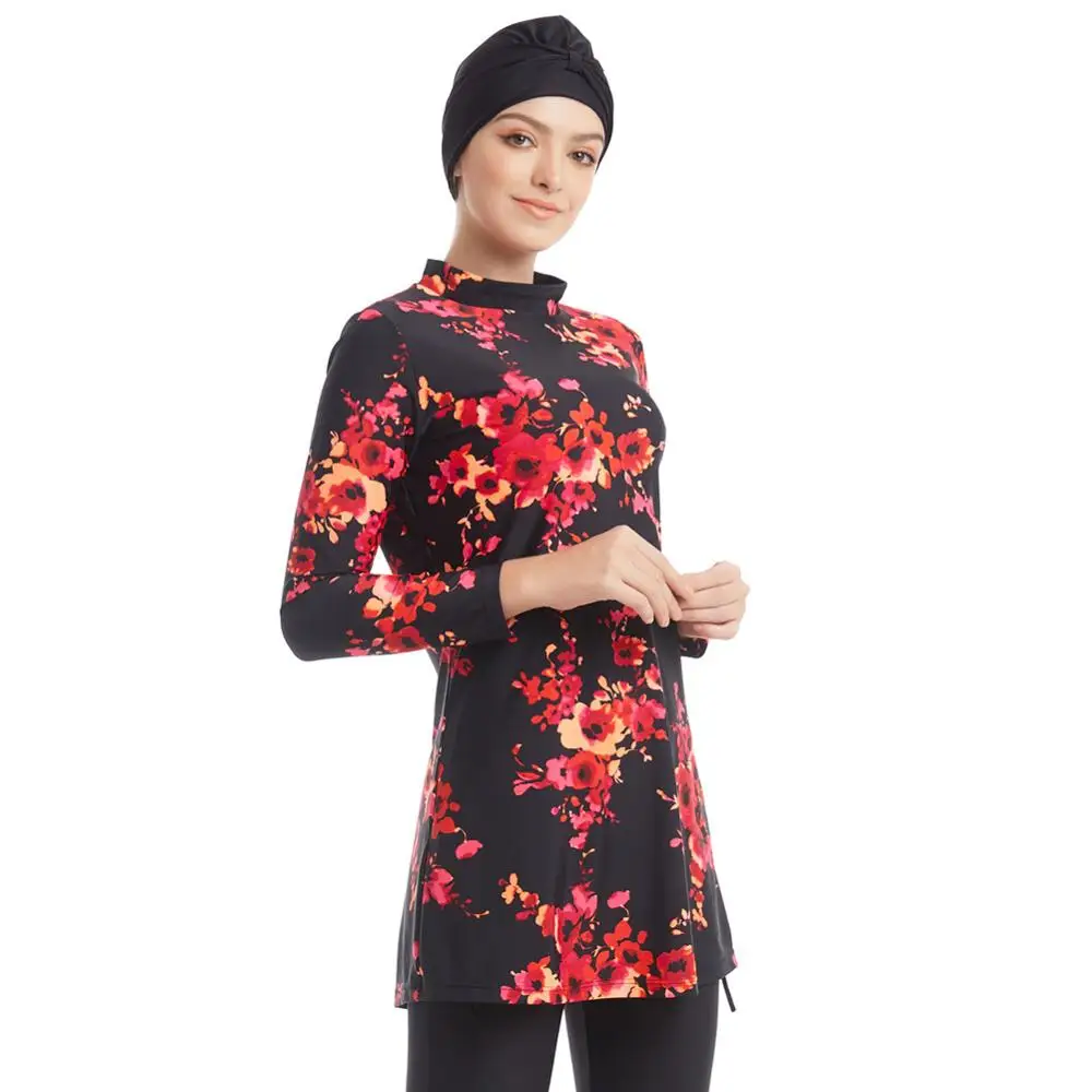 

Burkinis 2020 Muslim Swimwear Women Modest Patchwork Full Cover Long Sleeve Swimsuit Islamic Hijab Islam Wear Bathing Suit