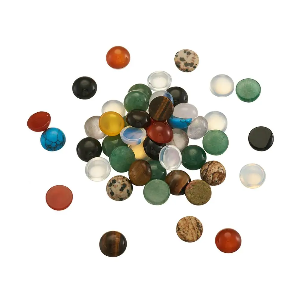 

Pandahall 50pcs Mixed Color Natural Gemstone Cabochons 10mm Round Loose Gemstone Agate Amethyst Cabochon Beads for Jewelry DIY