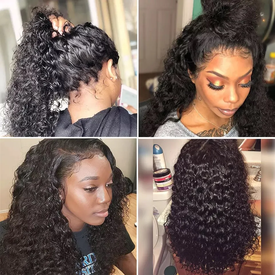 30 Inch Deep Wave Lace Frontal Wig Curly Human Hair HD Transparent Wet And Wavy Front Wigs | Шиньоны и парики