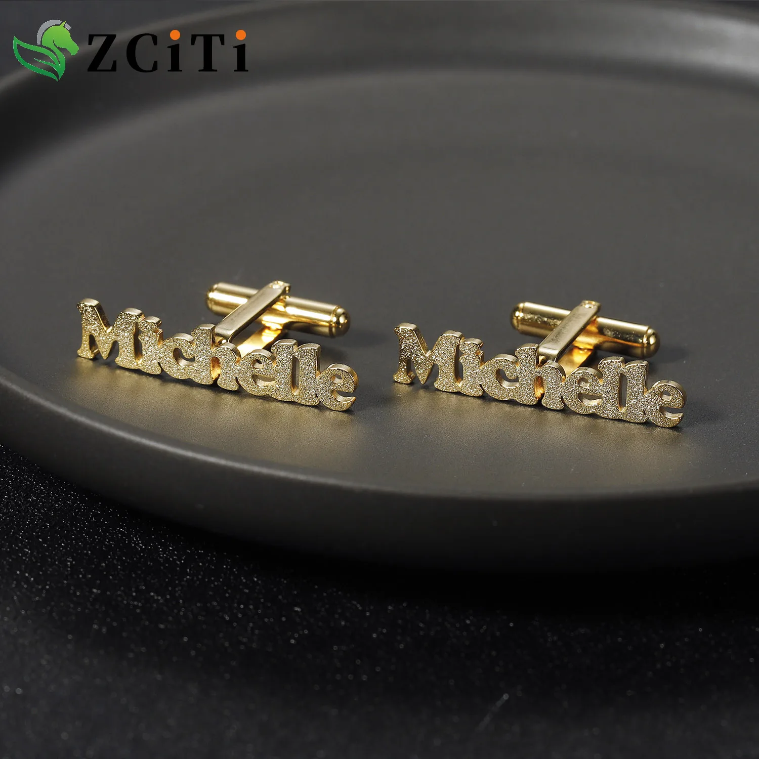 Personalized Name Cufflinks Light Plated Frosted Stainless Steel Jewelry & Custom Name Cufflinks for Women Party Fashion Gift