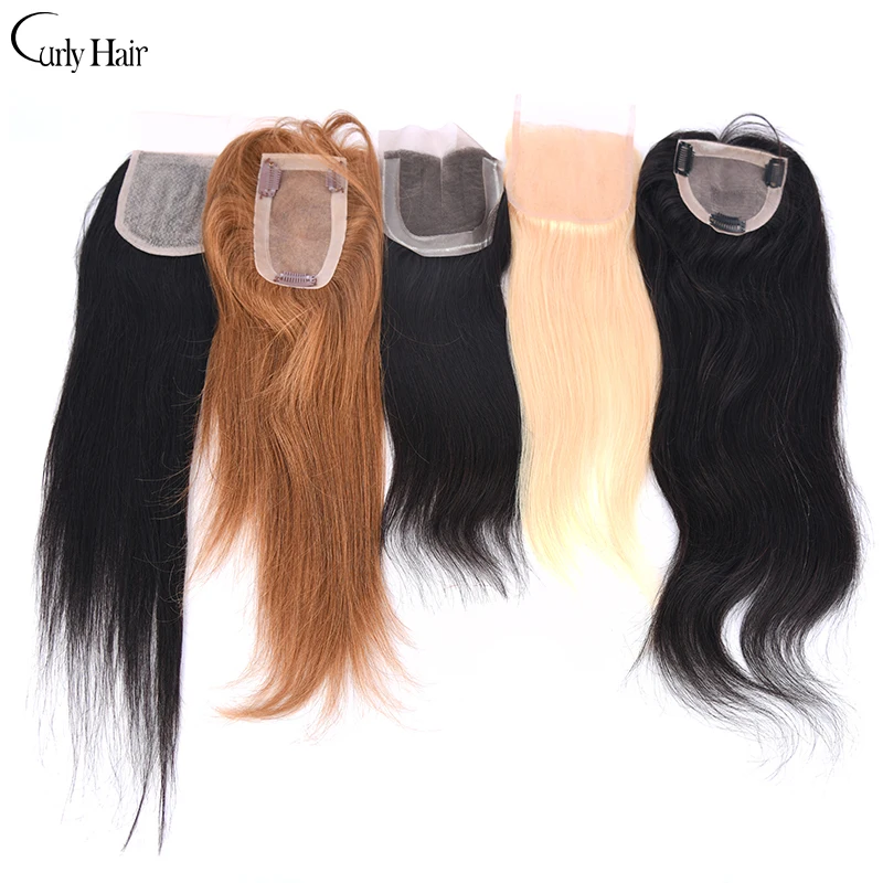 

Curly Hair Straight Closure Low Price Clearance Lace Closure PU Closure 4*4 / 6*3 Clips in Closure Natural Black / #613 / #8