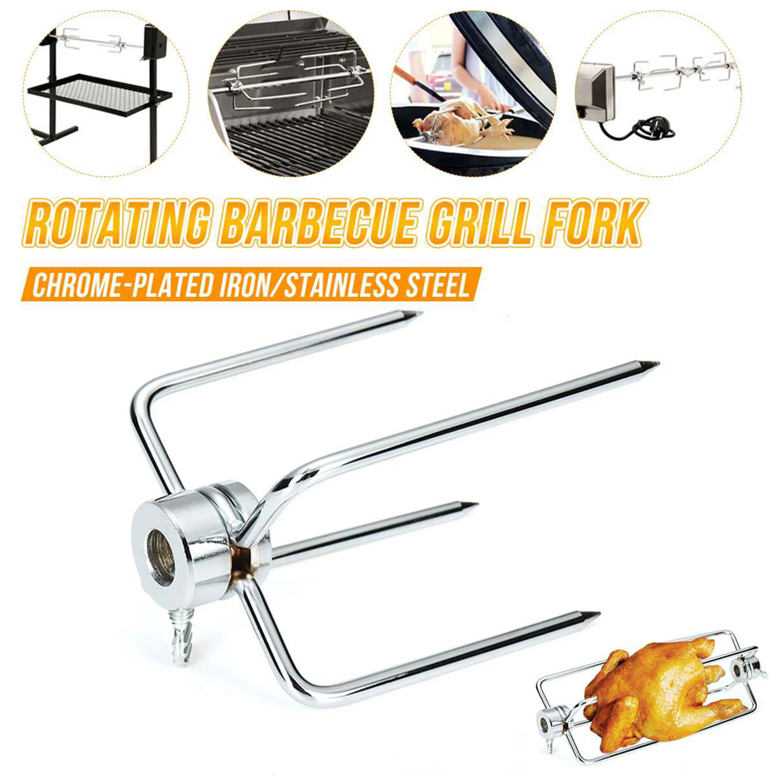 

1Pair BBQ Spit Fork Roaster Chicken Beef Charcoal Grill Barbecue Accessories