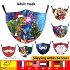 Маска для лица с рождественским принтом, дышащая многофункциональная маска для лица, многоразовые моющиеся маски с фильтром, маска для лица