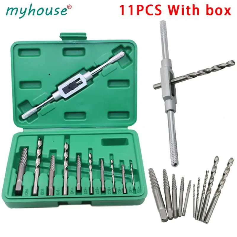

11PCS Damaged Screw Extractor Drill Bits Guide Set Broken Speed Out Easy Out Bolt Screw Carpentry High Strength Remover Tools