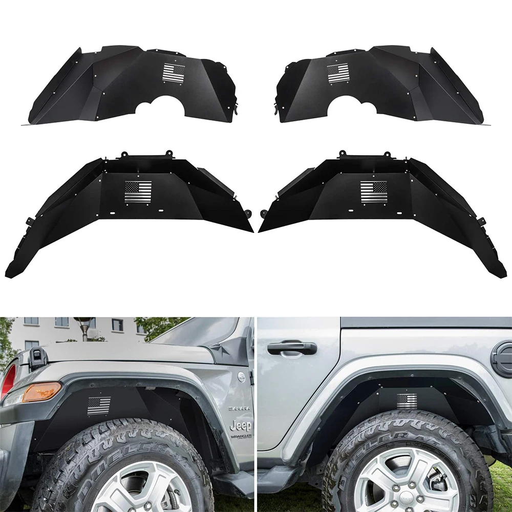 Передние и задние внутренние прокладки для крыла Jeep Wrangler JL JLU 2018-2020 черные