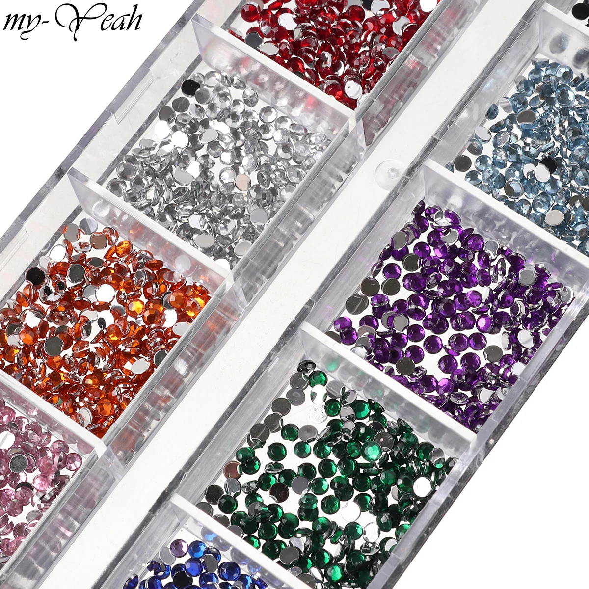 2 мм многоцветные блестящие стразы для дизайна ногтей с плоской спинкой 3D