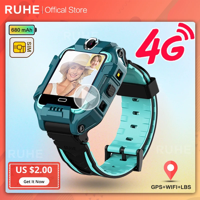 НОВЫЕ умные часы для детей 4G GPS + WiFi LBS Местоположение SIM Двойная камера Вращение на