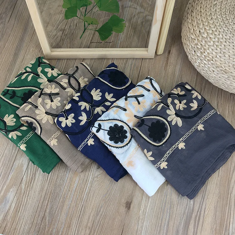 1 шт. вышитый шарф Женская Винтажная летняя Пашмина хлопковые шали и накидки