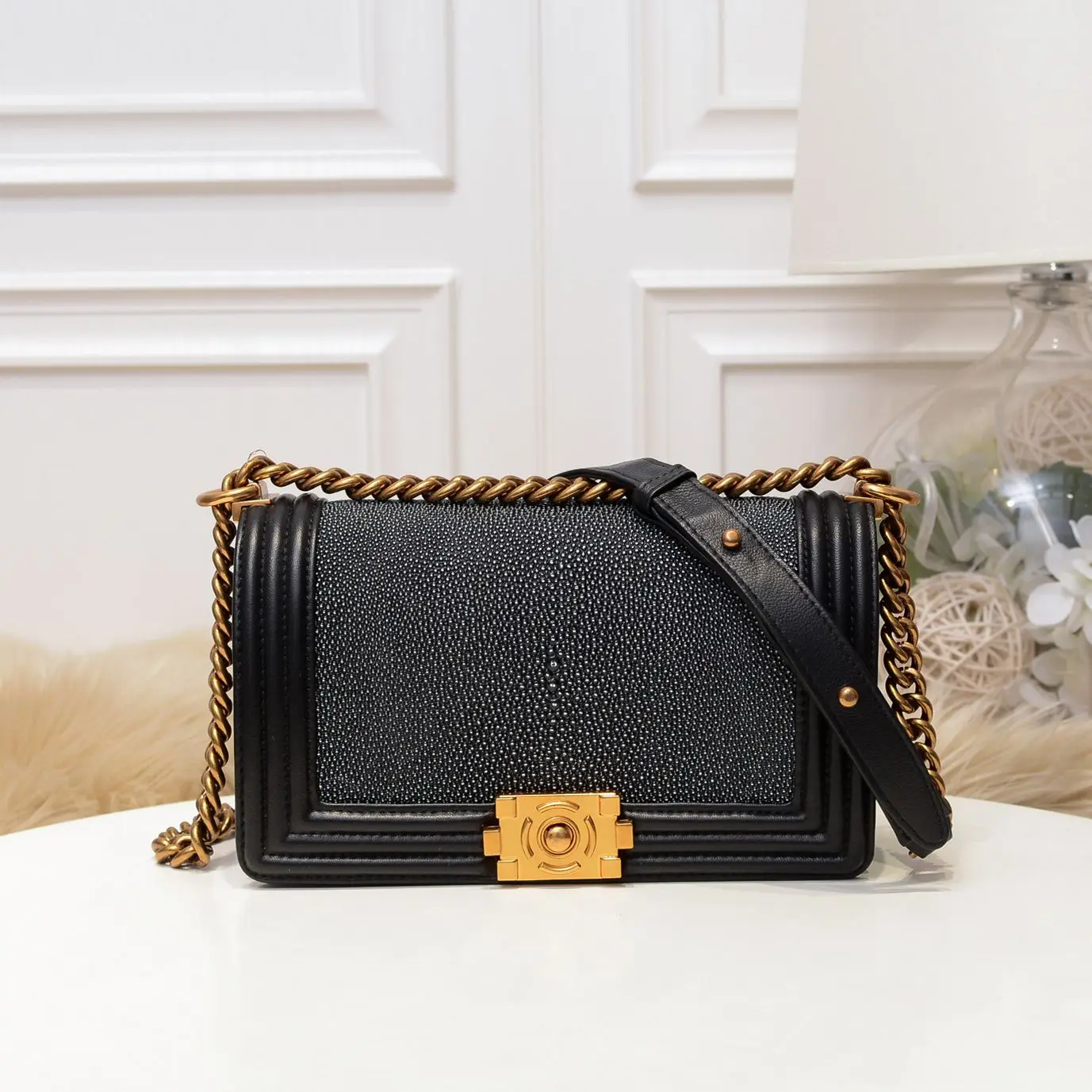 

Pearl fish skin lady bag 2021 new chain bag one-shoulder cross-body bag small sq