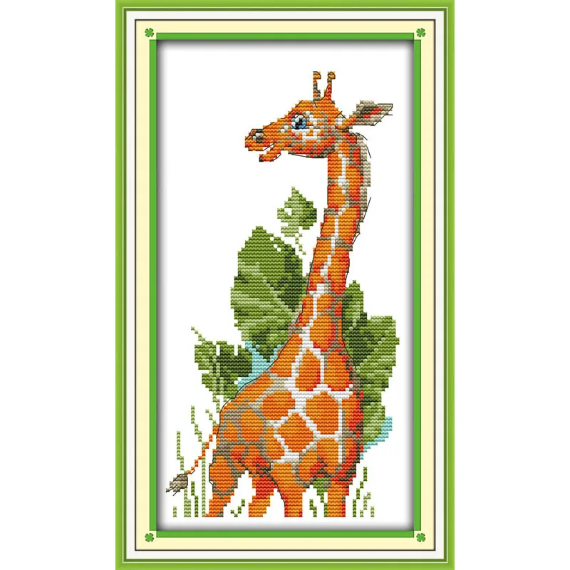 

Everlasting Love Giraffe Chinese Cross Stitch Kits Ecological Cotton Stamped Printed DIY Gift 11CT New Year Decorations For Home
