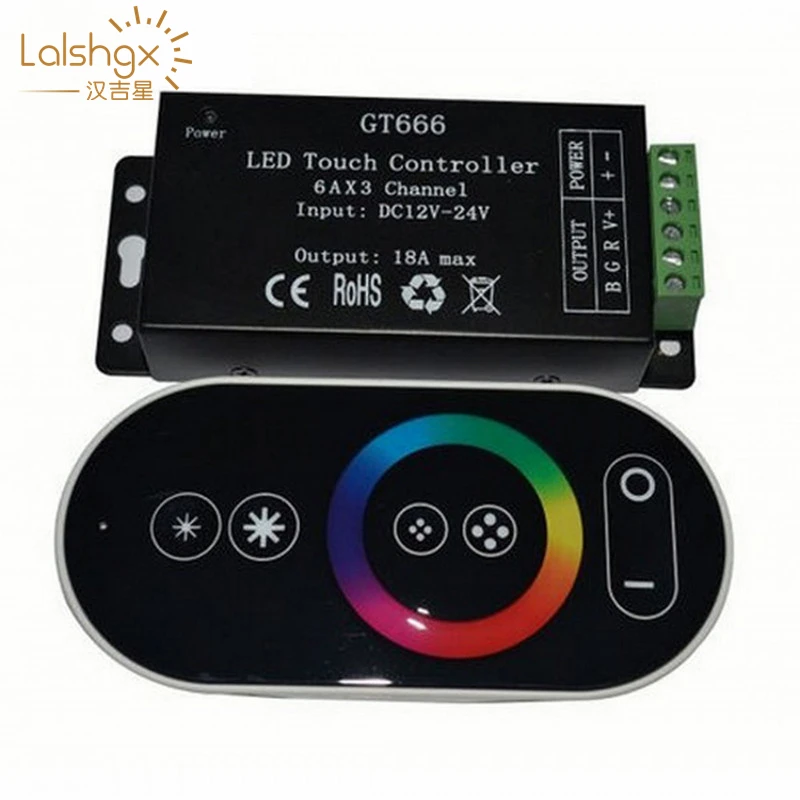 wholesale 1 pcs DC12-24V 6Ax3channel RBG controller GT666 Touch led controller
