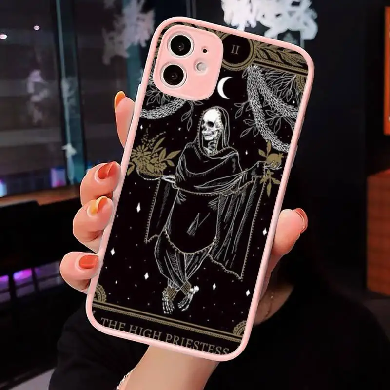 

Tarot Constellation Skeleton Phone Case Matte Transparent for iPhone 7 8 11 12 s mini pro X XS XR MAX Plus cover funda