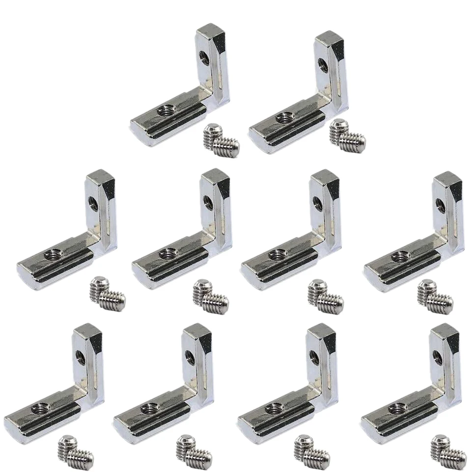 

New 20Pcs T Slot L-Shape Interior Inside Corner Connector Joint Bracket for Aluminum Extrusion Profile 2020 Series Slot 6mm