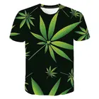 Футболка Летняя с 3D-принтом листьев марихуаны, модная уличная одежда с коротким рукавом для мальчиков и девочек, крутая с графическим принтом для мужчин и женщин