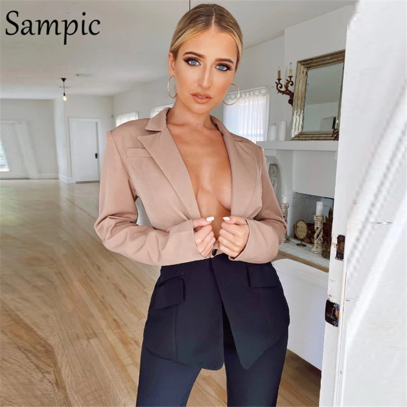 Женский офисный Блейзер Sampic Длинный блейзер лоскутного покроя с длинным рукавом