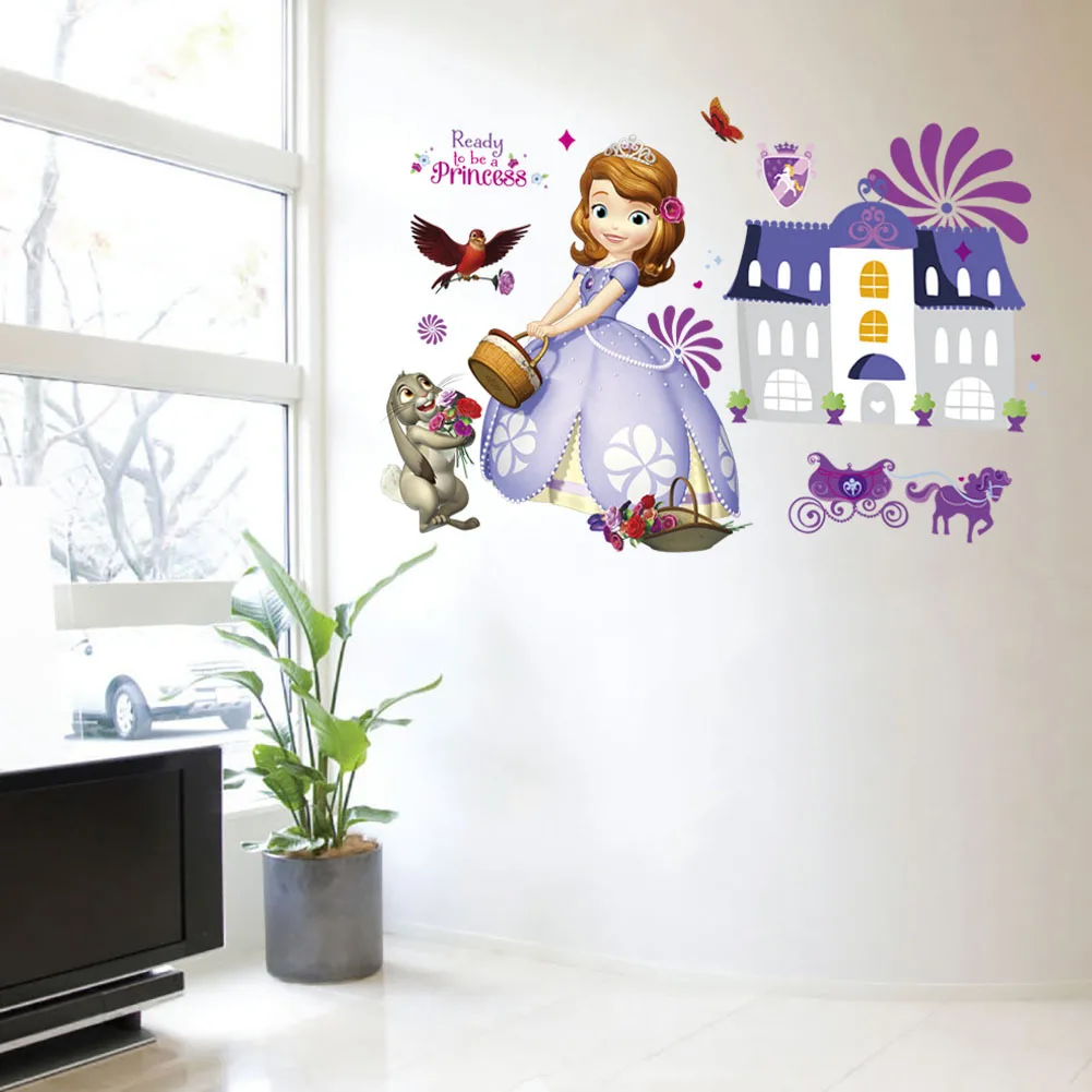 

Authentic Disney Children's Room Cartoon Wall Stickers Disney Sophia Little Princess Girl Room Nursery Decoration Stickers