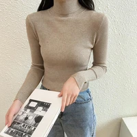 stylish autumn winter slim fit long sleeve ribbed bottoming sweater for daily life bottoming sweater knitted pullover