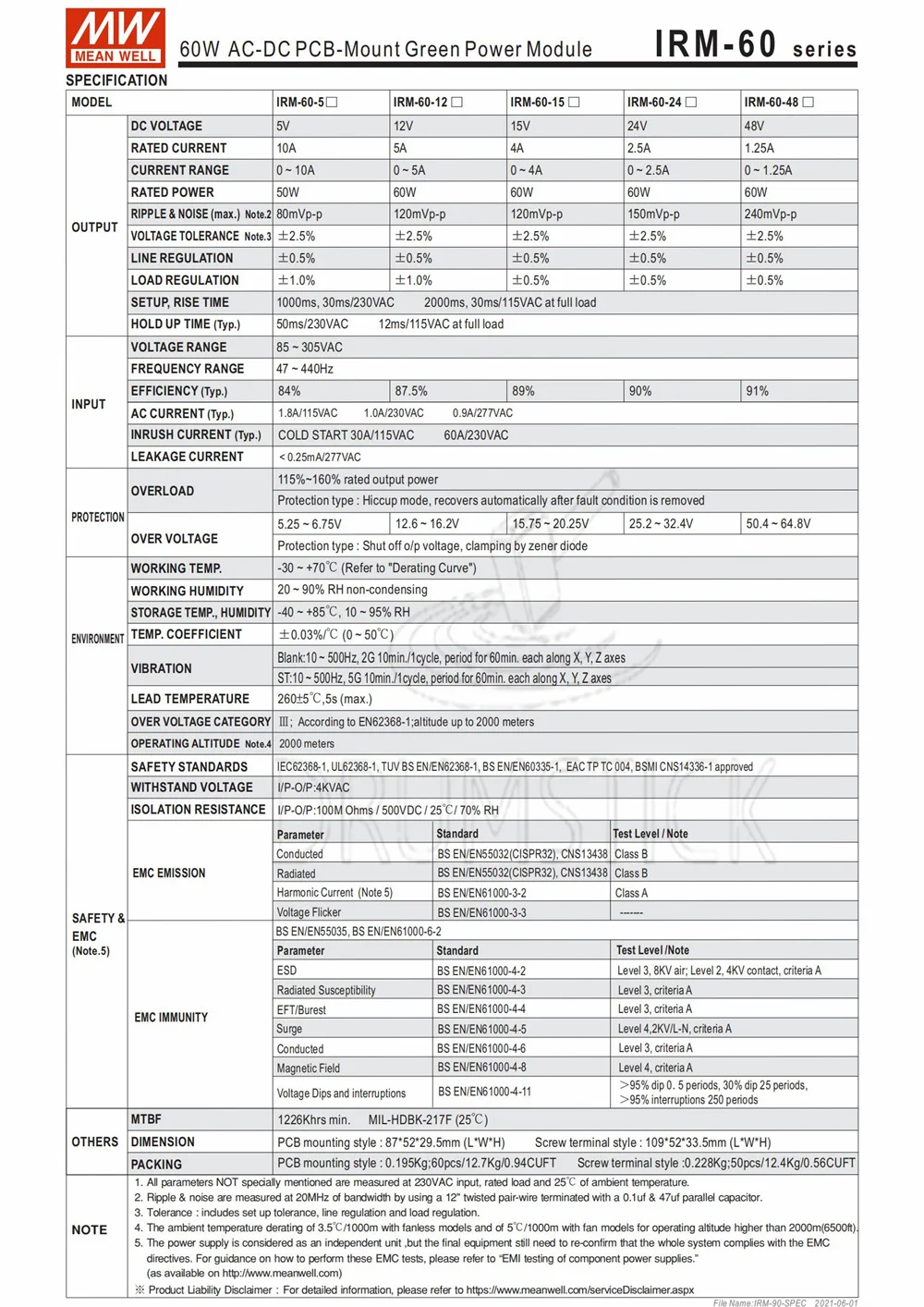 (1 упаковка) означает хорошо IRM-60-5ST 5V 10A meanwell IRM-60 50W винтовой терминал стиль |