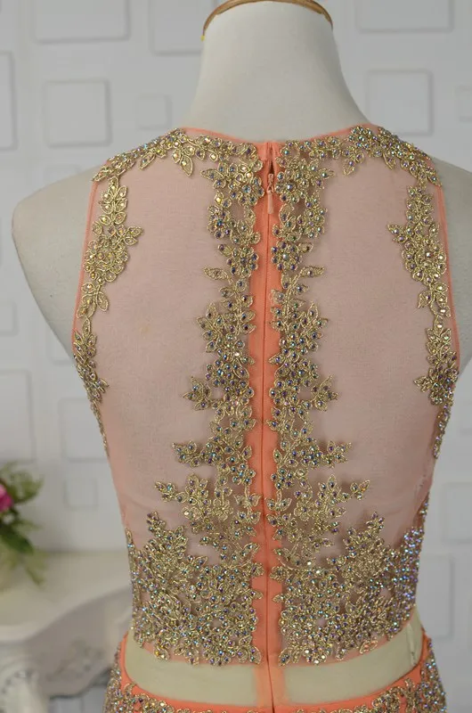 Дизайнерские Вечерние платья Драгоценности с вышивкой длинное оранжевое платье